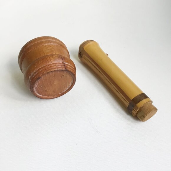 Japanese Wooden & Bamboo Loose Leaf Tea Caddies Canisters Stash Jars Set of 2 - Picture 8 of 9